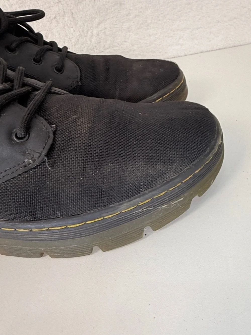 Dr Martens Bonny Boots Black Canvas Lace Up Chunky Sole Mens 11 Doc Martins